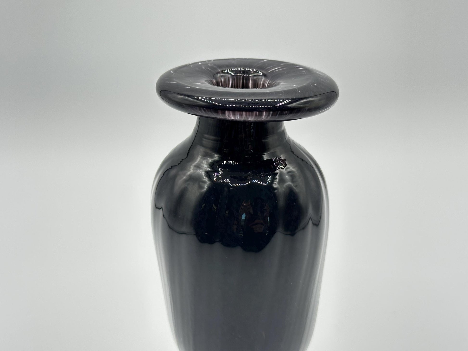 Roscoe Handcrafted Dark Purple Art Glass Vase, Signed and Dated Collectible Home Decor