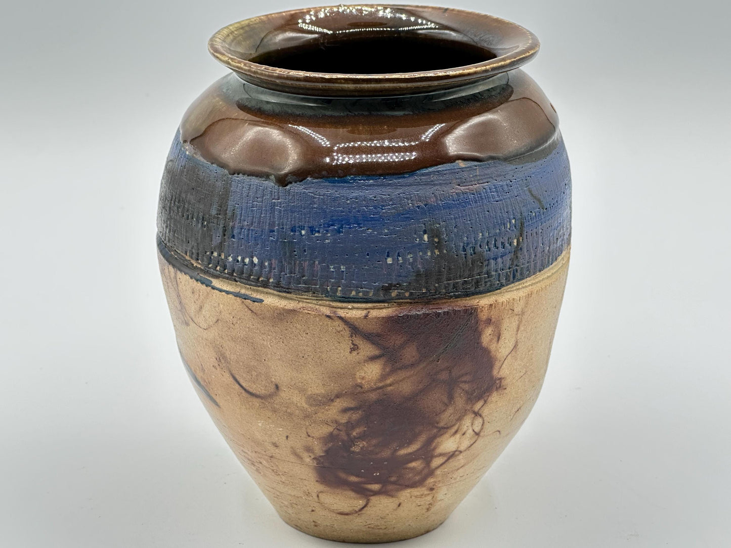 Handcrafted Cobalt Blue Ceramic Vase - Artist Signed Modern Pottery Decor Piece