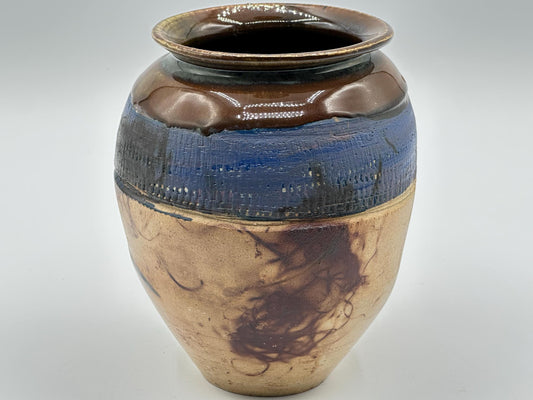 Handcrafted Cobalt Blue Ceramic Vase - Artist Signed Modern Pottery Decor Piece