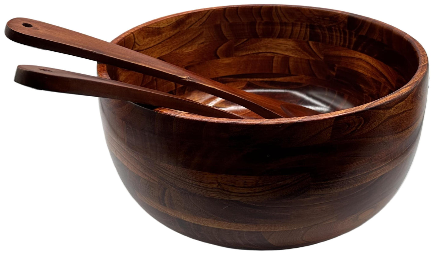 Handcrafted Rustic Wooden Salad Bowl - Eco-Friendly Serving Dish for Kitchen and Dining