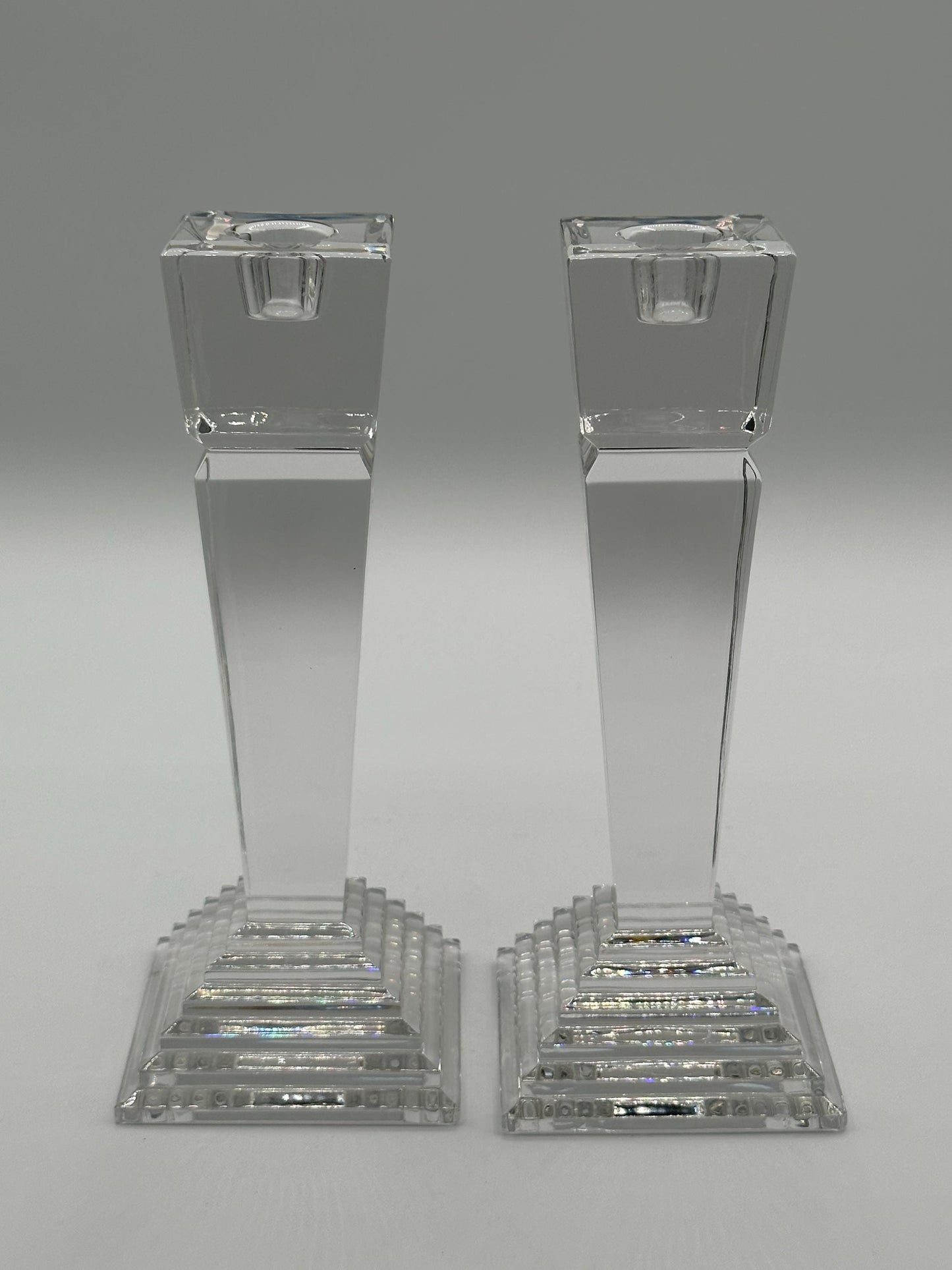 Vintage Lenox Ovations Monument Crystal Candlestick Pair - Elegant Dining Table Centerpiece