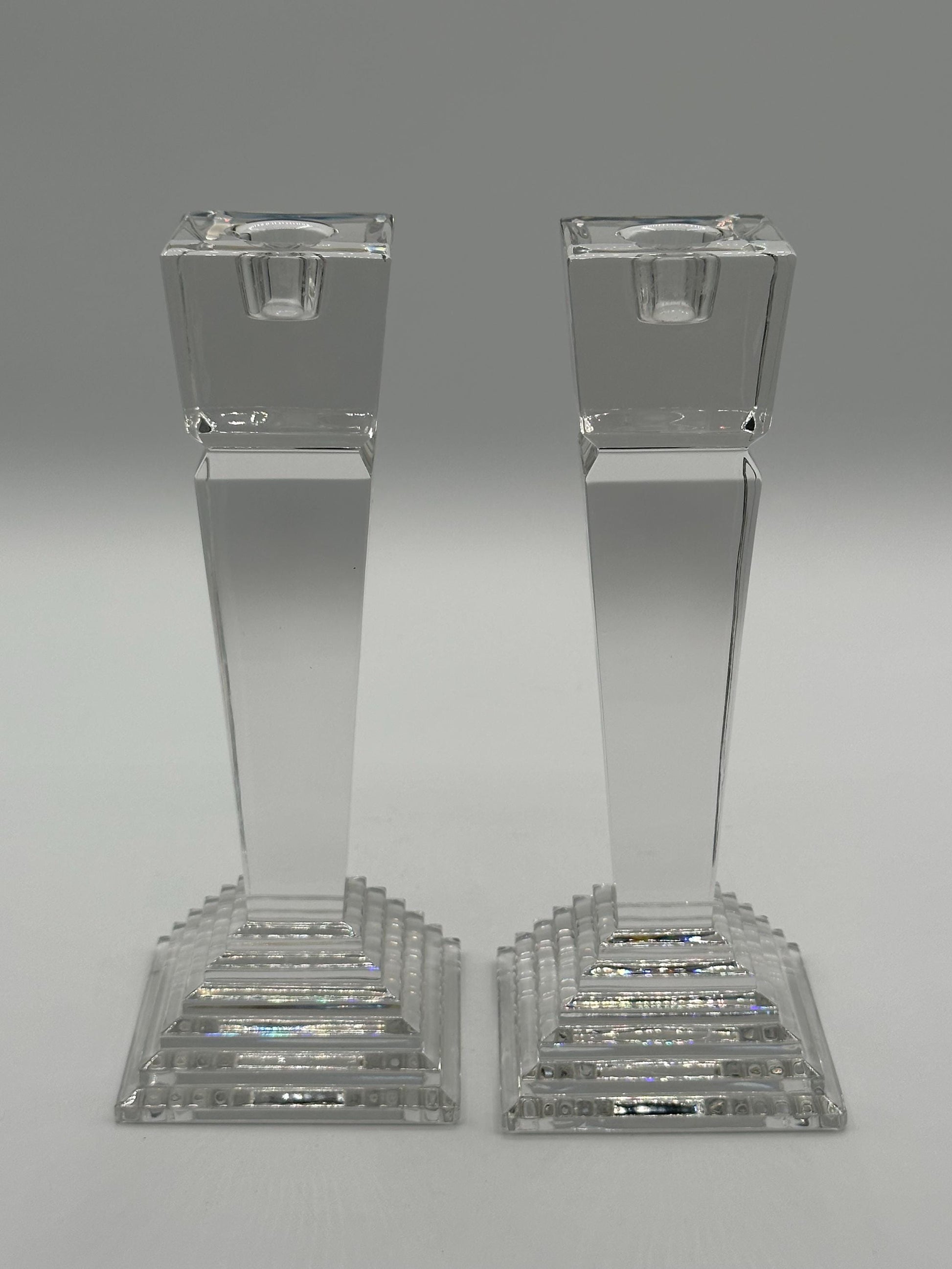 Vintage Lenox Ovations Monument Crystal Candlestick Pair - Elegant Dining Table Centerpiece