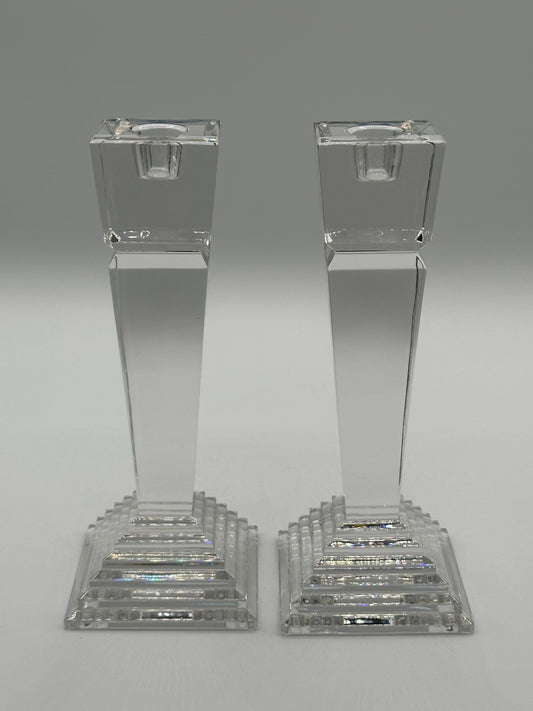 Vintage Lenox Ovations Monument Crystal Candlestick Pair - Elegant Dining Table Centerpiece
