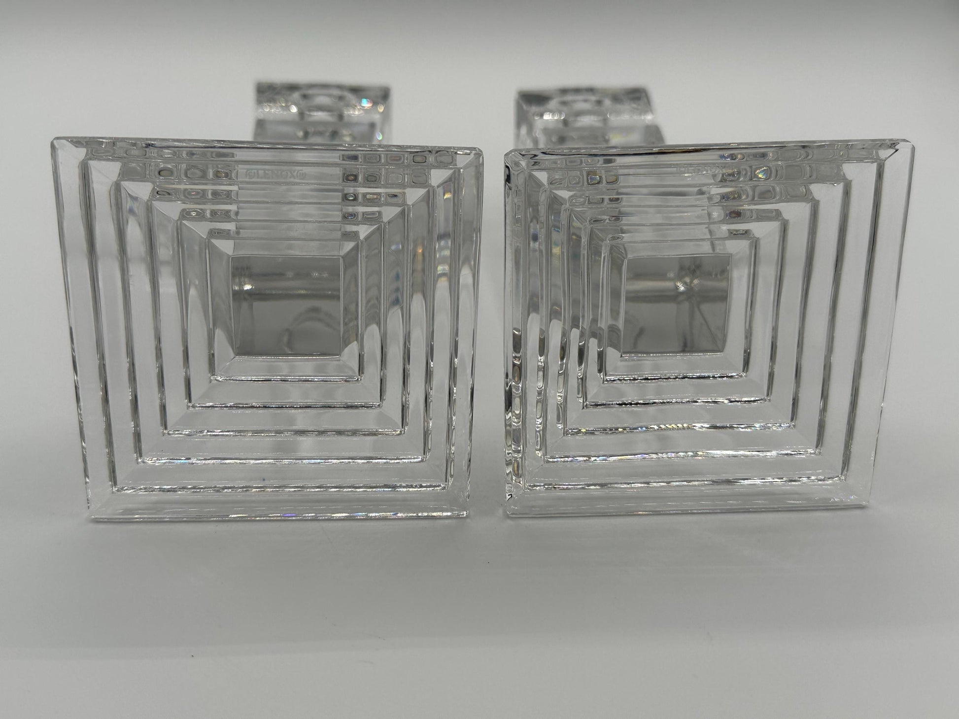 Vintage Lenox Ovations Monument Crystal Candlestick Pair - Elegant Dining Table Centerpiece