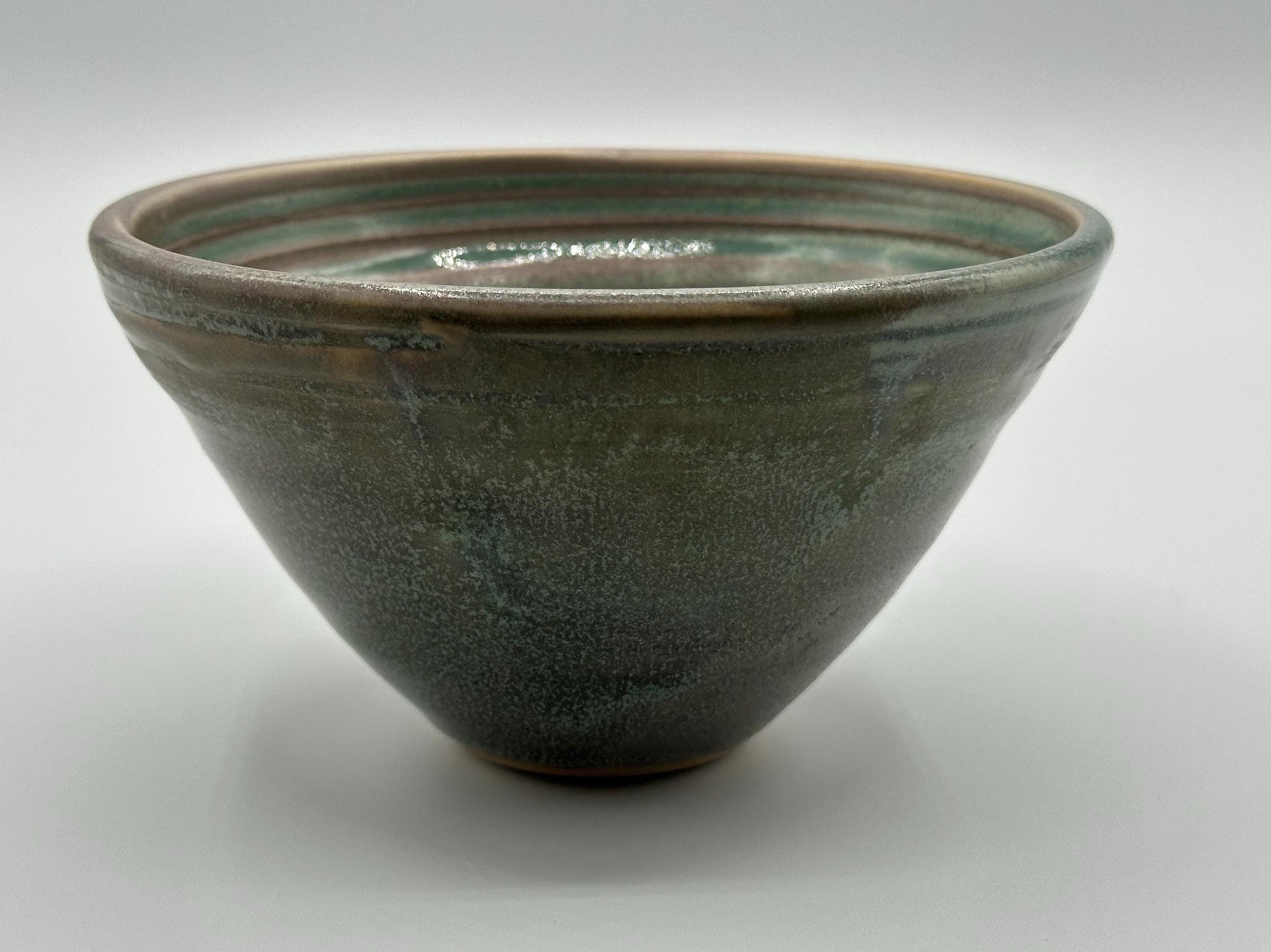 Handcrafted Green & Pink Ceramic Bowl - Unique Decorative Pottery for Home Decor