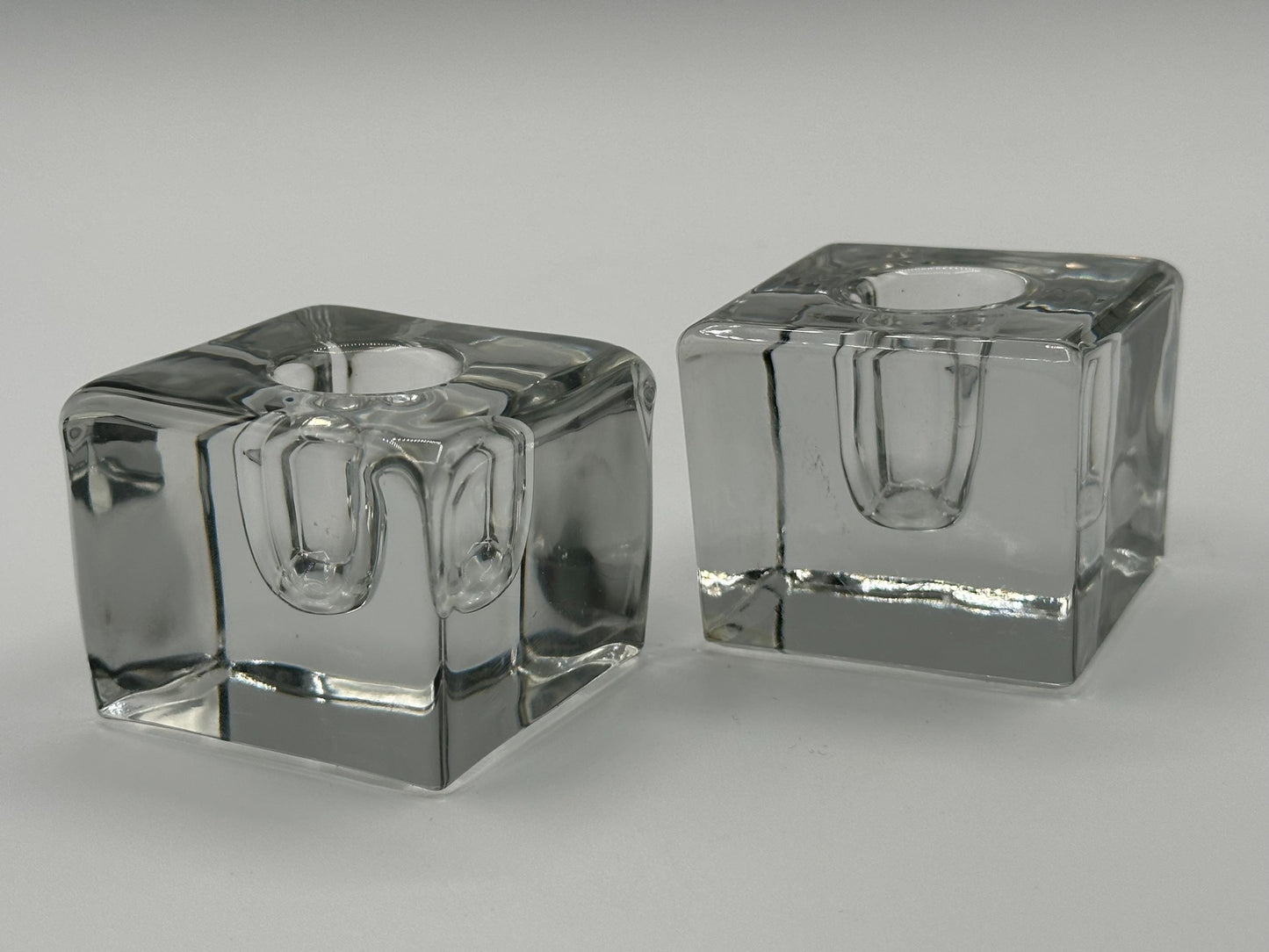 Vintage Mid-Century Modern Heavy Crystal Square Inkwell - Retro Desktop Accessory for Writers