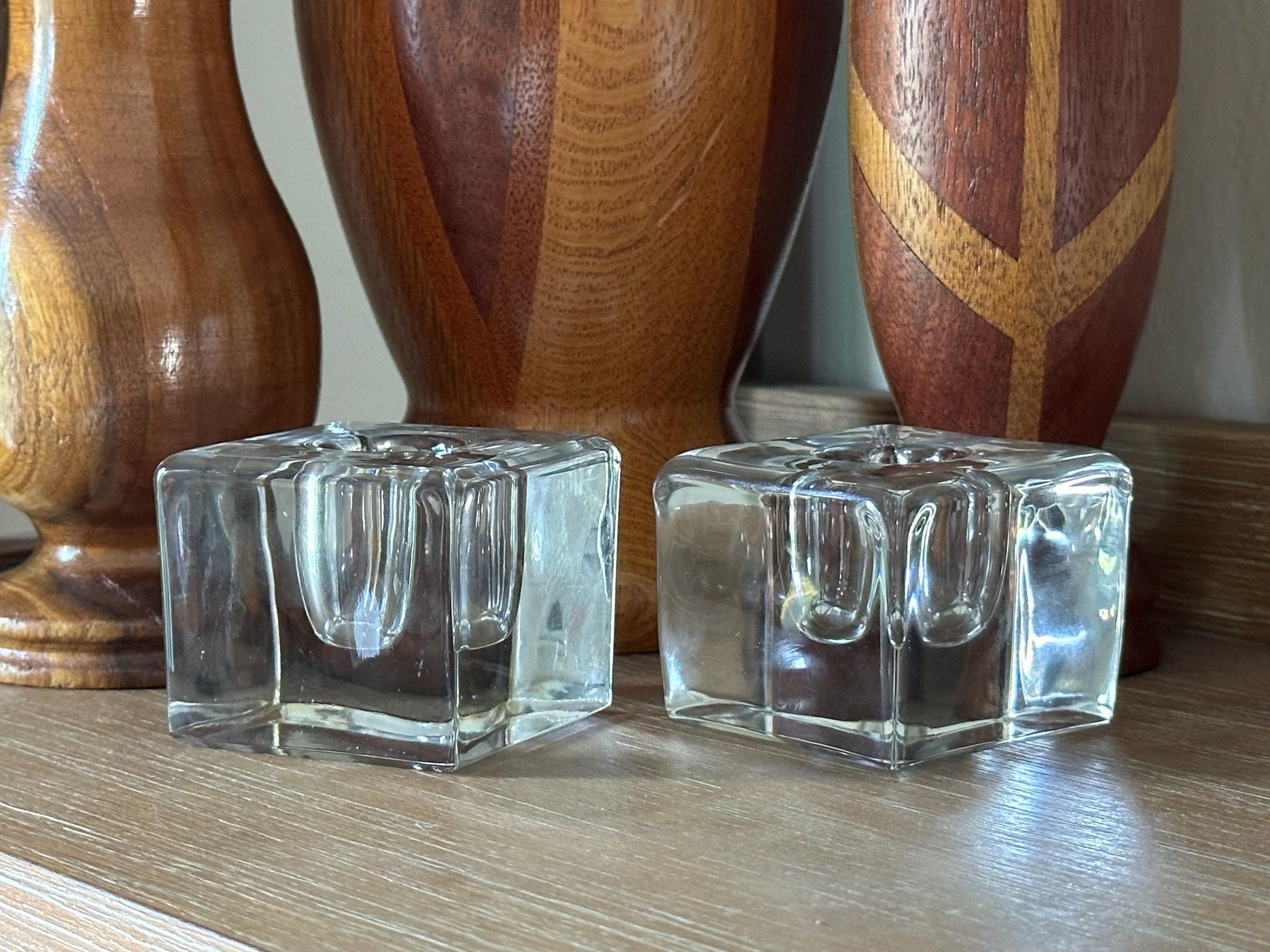 Vintage Mid-Century Modern Heavy Crystal Square Inkwell - Retro Desktop Accessory for Writers
