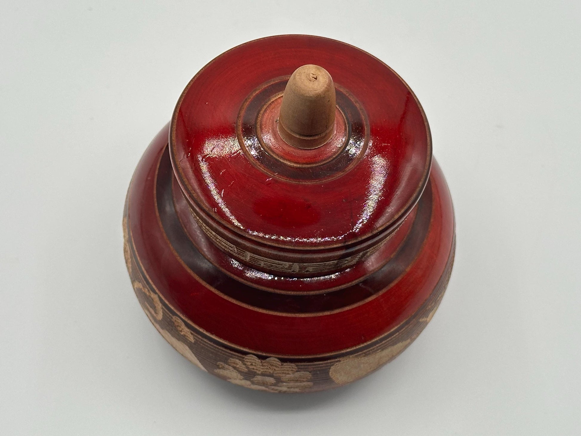 Vintage Mexican Hand-Carved Wooden Round Box with Lid - Cabo San Lucas Souvenir Storage Container