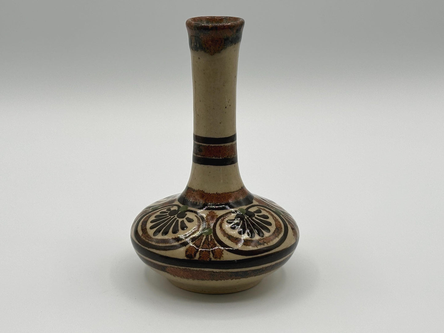 Handcrafted Mexican Folk Art Ceramic Vase - Rustic Earthenware Pottery by Carlos Villanueva