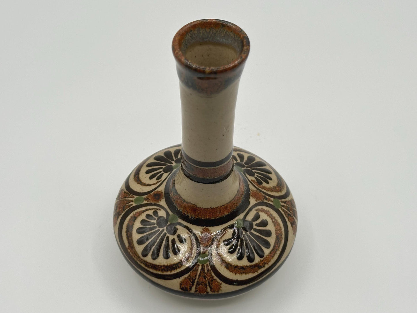 Handcrafted Mexican Folk Art Ceramic Vase - Rustic Earthenware Pottery by Carlos Villanueva