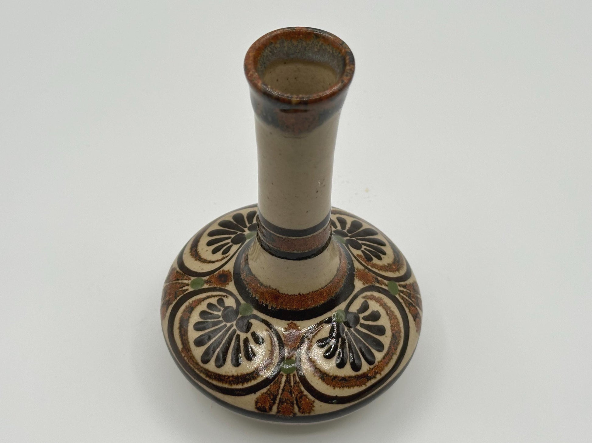 Handcrafted Mexican Folk Art Ceramic Vase - Rustic Earthenware Pottery by Carlos Villanueva