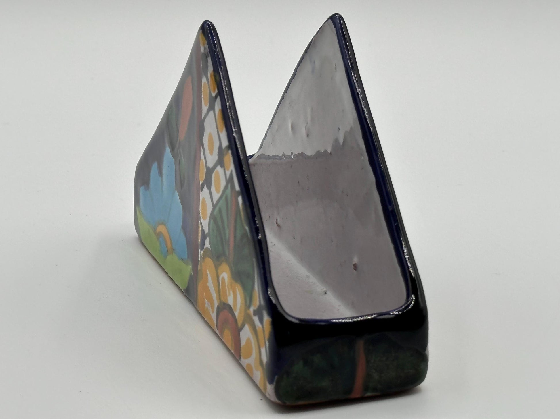 Vibrant Hand-Painted Talavera Ceramic Napkin Holder - Authentic Mexican Folk Art Pottery Decor