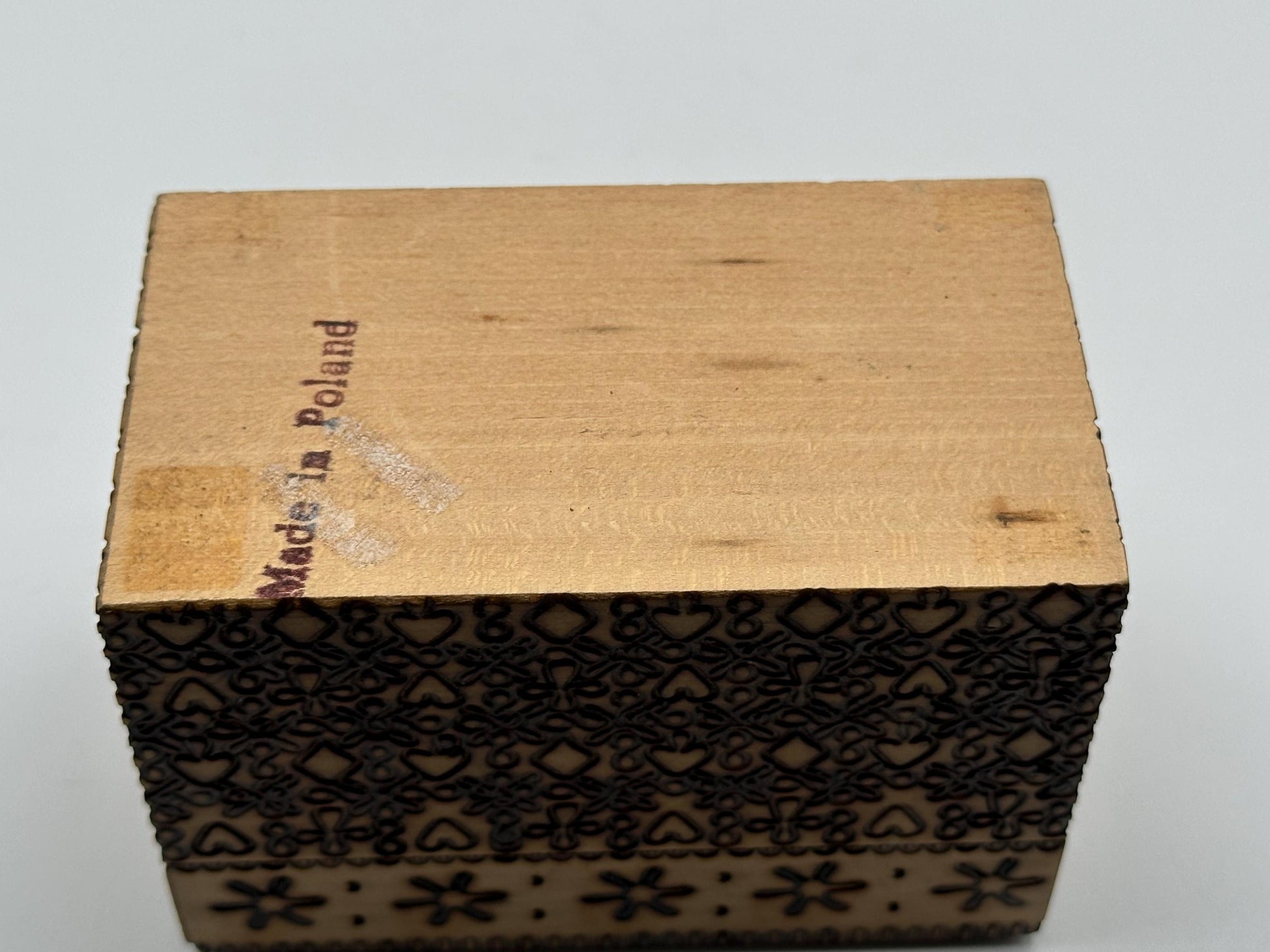 Rustic Wooden Trinket Box with Pyrography Heart & Floral Design - Handcrafted Polish Keepsake Storage