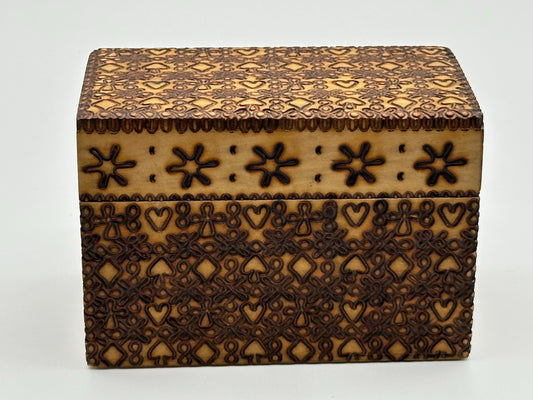 Rustic Wooden Trinket Box with Pyrography Heart & Floral Design - Handcrafted Polish Keepsake Storage