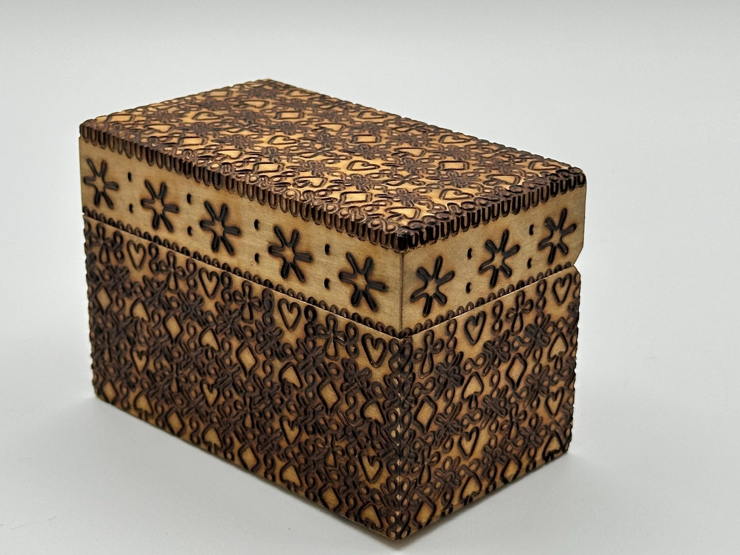 Rustic Wooden Trinket Box with Pyrography Heart & Floral Design - Handcrafted Polish Keepsake Storage