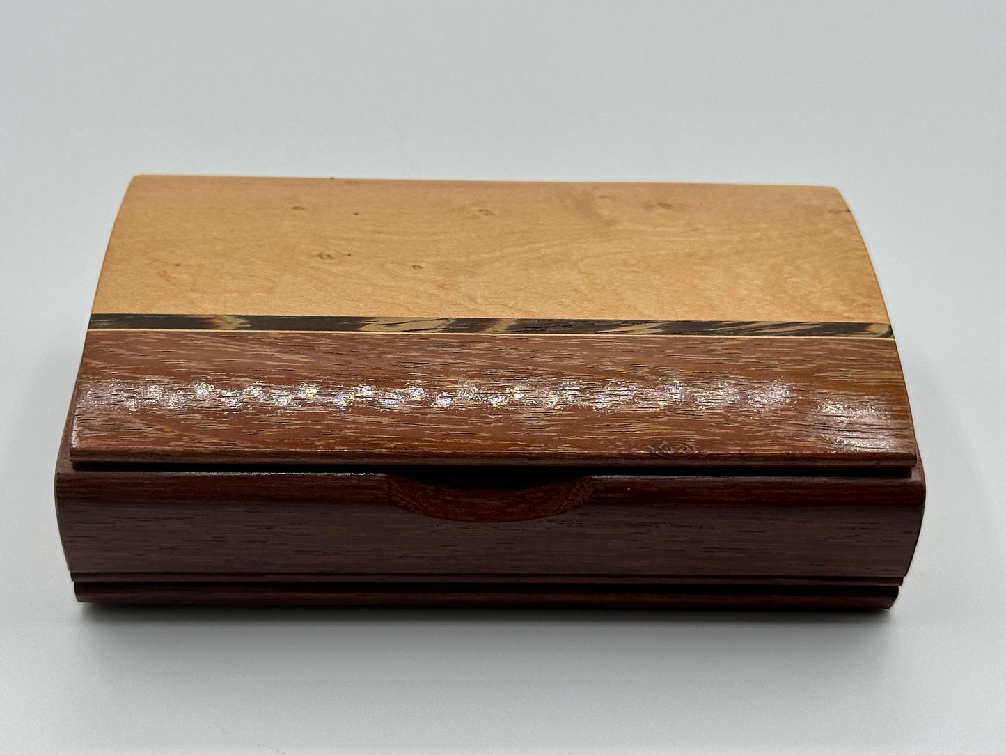 Elegant Two-Tone Maple & Mahogany Jewelry Box - Handcrafted Keepsake Storage with Felt Lining