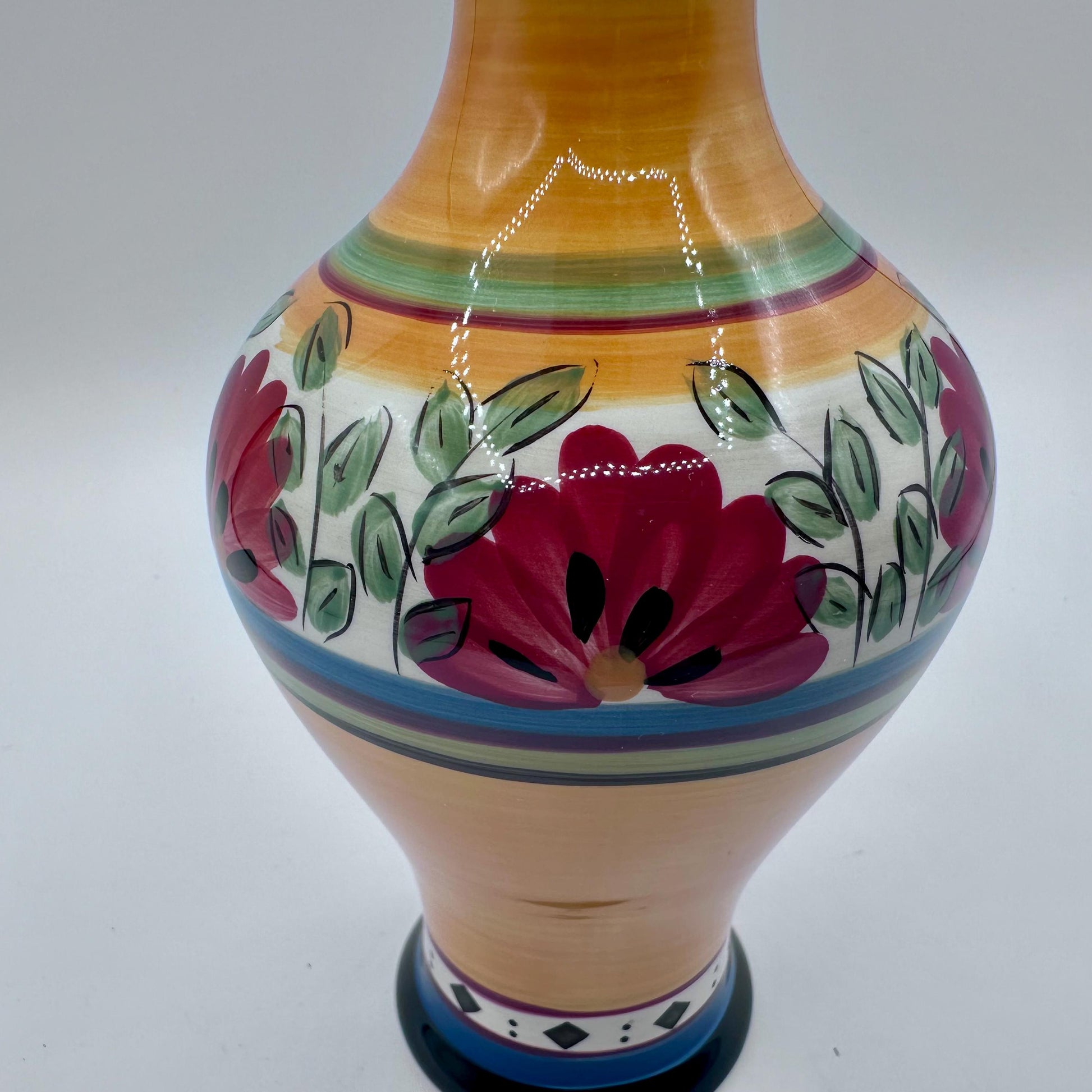 Vintage Pier 1 Hand-Painted Ceramic Oil & Vinegar Cruet Set - Colorful Mediterranean Kitchen Decor