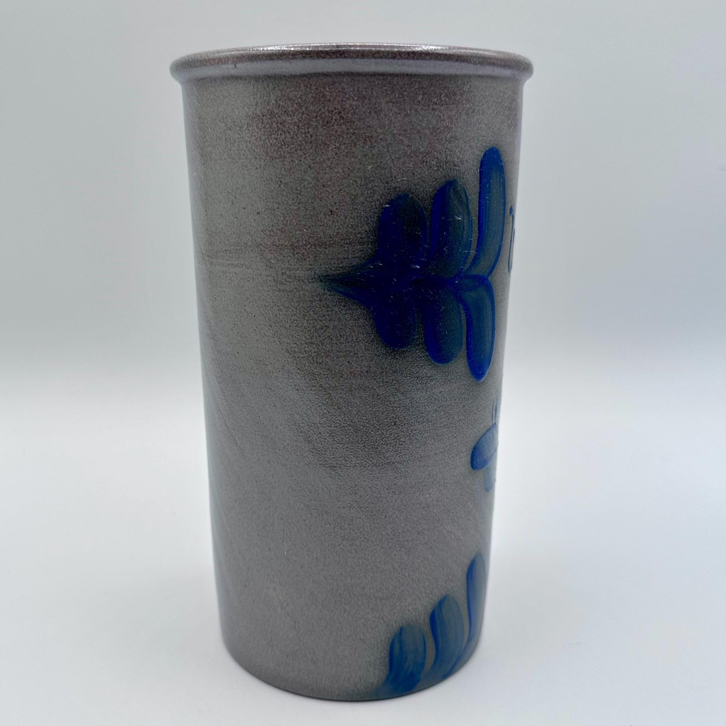 Vintage Beaumont Brothers Handcrafted Stoneware Wine Chiller Crock with Blue Heart & Flower Design