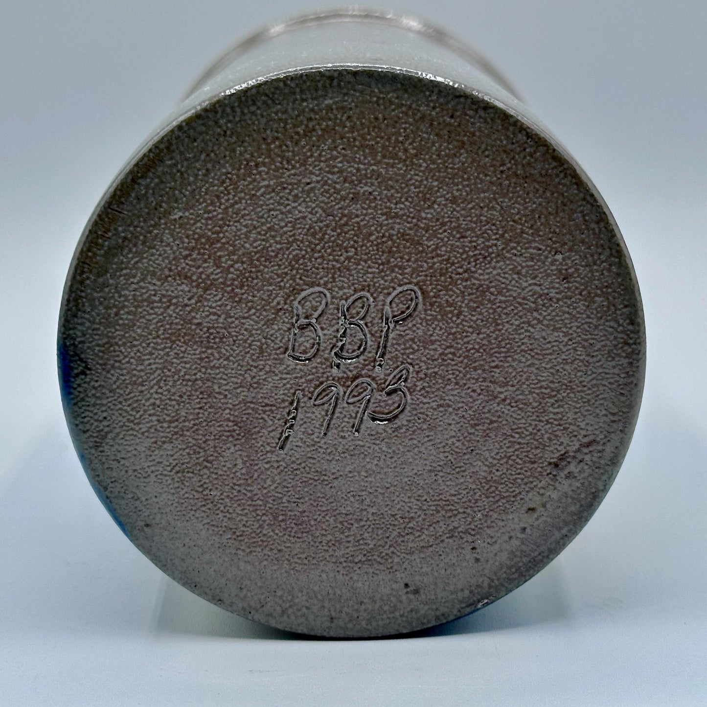 Vintage Beaumont Brothers Handcrafted Stoneware Wine Chiller Crock with Blue Heart & Flower Design