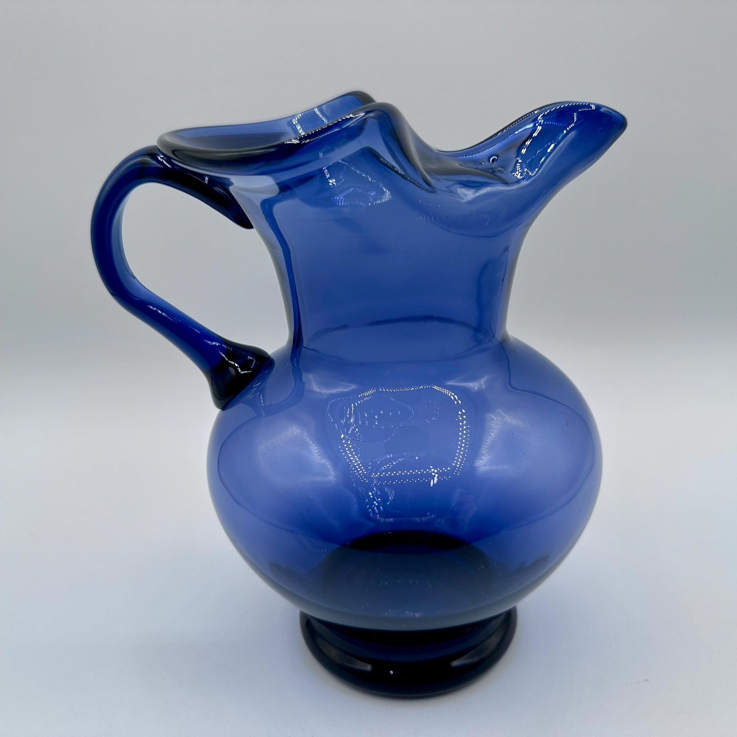 Vintage Purple Glass Pitcher – 7” Tall Decorative Vase or Water Jug