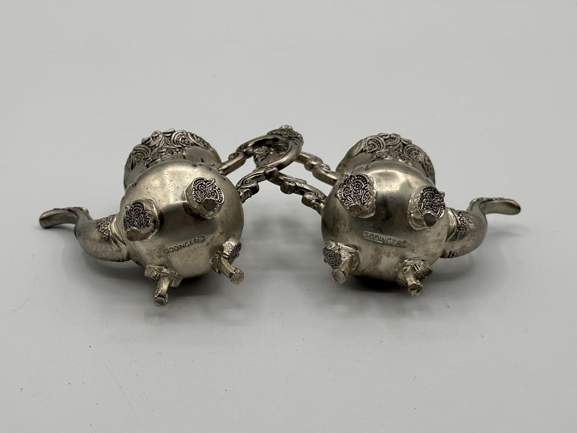 Antique Godinger Silver-Plated Teapot Salt & Pepper Shakers - Elegant Dining Table Decor