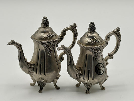 Antique Godinger Silver-Plated Teapot Salt & Pepper Shakers - Elegant Dining Table Decor
