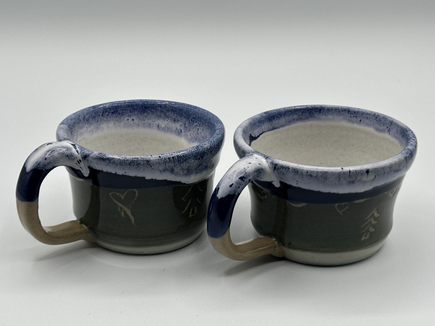 Artisan Ceramic Coffee Cups: Set of 2 Handcrafted Stoneware Pottery Mugs for Home and Café