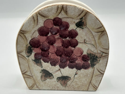 Oneida Veneto Hand-Painted Ceramic Napkin Holder with Grape Design - Elegant Dining Table Decor