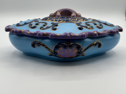 Handcrafted Ceramic Jewelry Box: Painted Keepsake Container with Decorative Lid- Artist Signed