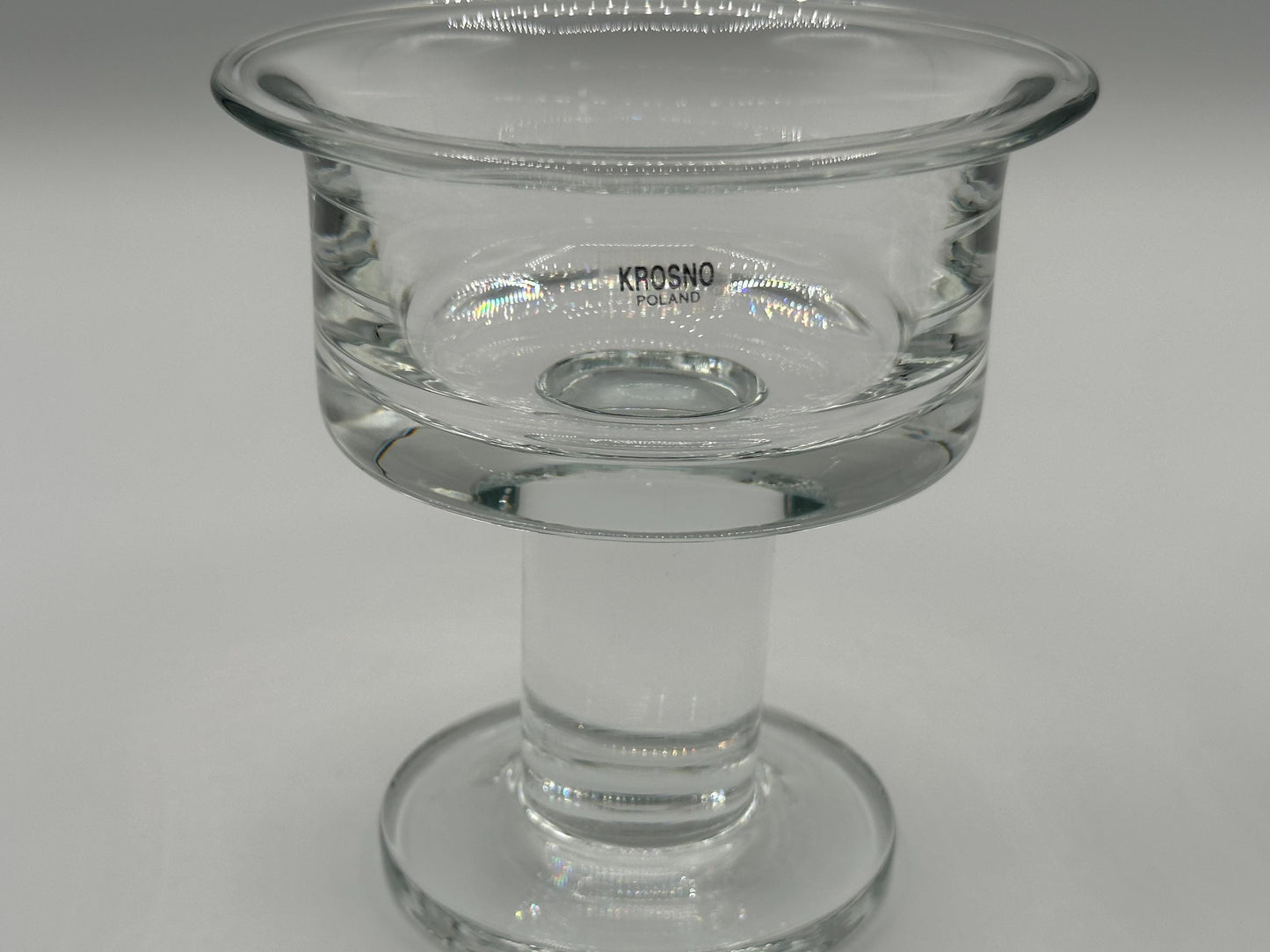 Elegant Krosno Polish Crystal Pedestal Candle Holders Set - Clear Glass Home Decor Centerpiece