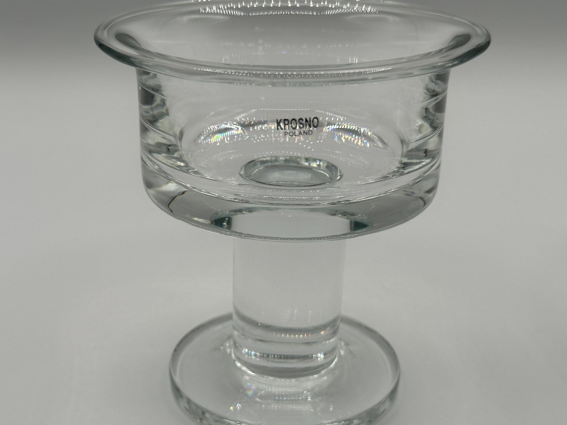 Elegant Krosno Polish Crystal Pedestal Candle Holders Set - Clear Glass Home Decor Centerpiece