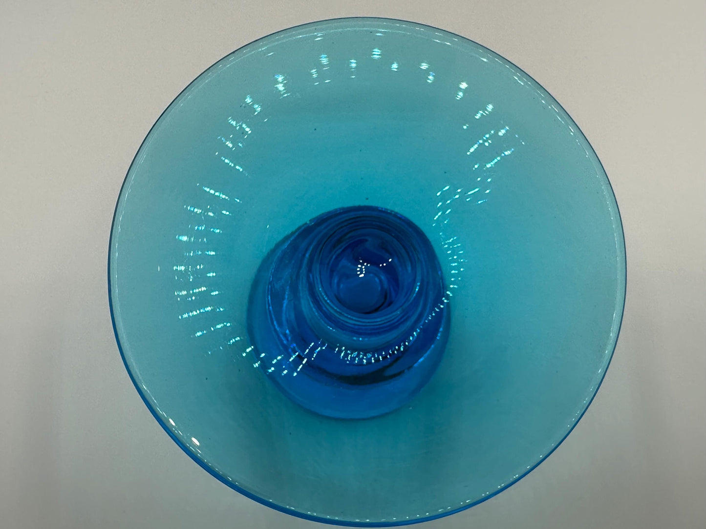Vintage Art Deco Blue Glass Candlestick Holders: Mid-Century Modern Pair for Home Decor