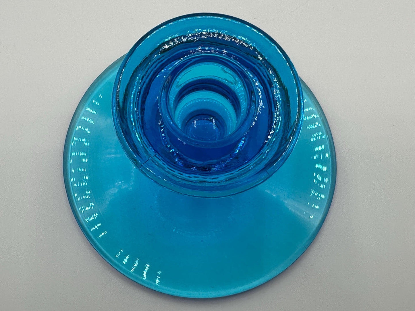 Vintage Art Deco Blue Glass Candlestick Holders: Mid-Century Modern Pair for Home Decor