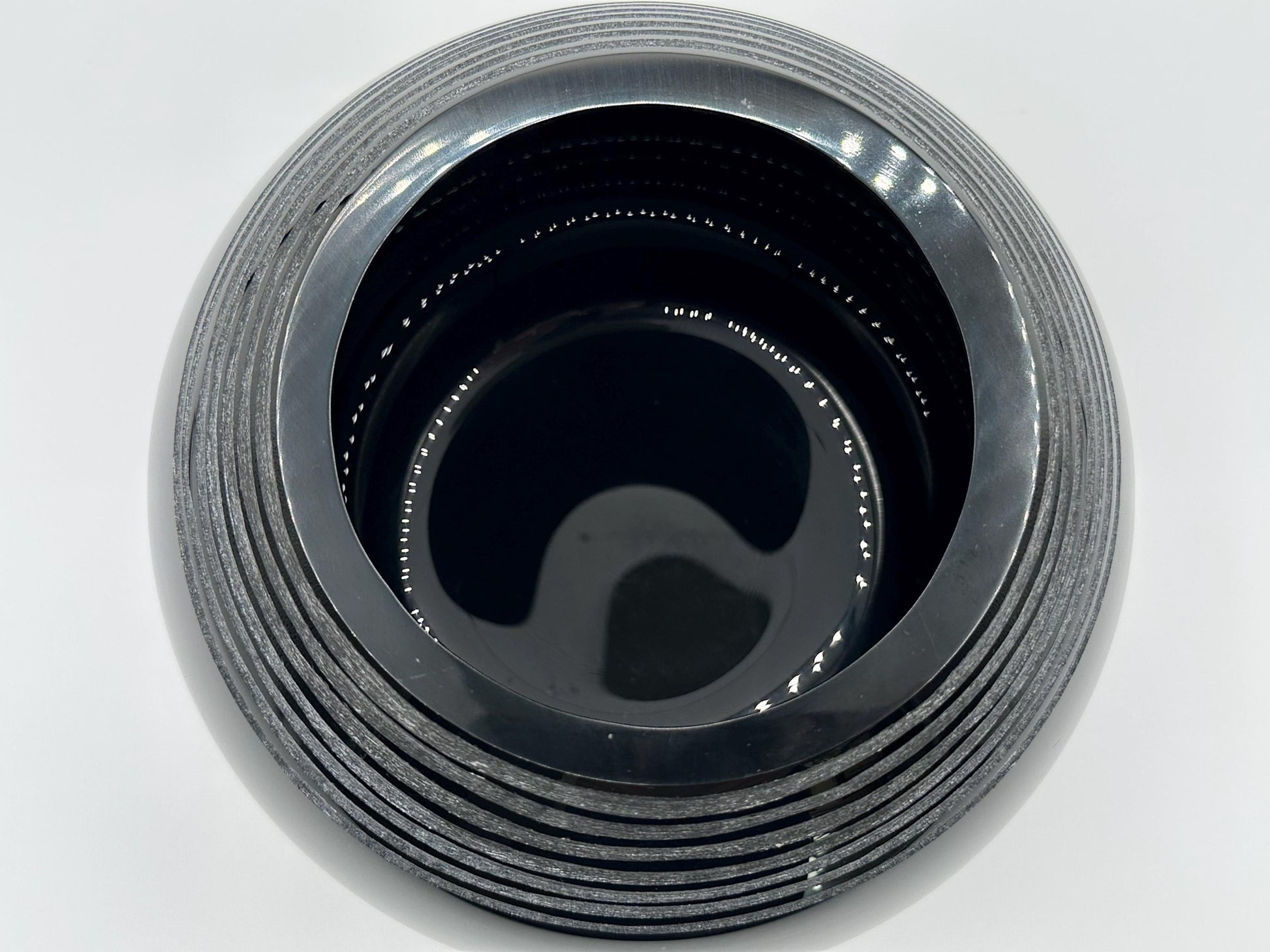 Elegant Hand-Blown Etched Black Glass Vase - Unique Artistic Home Decor Piece