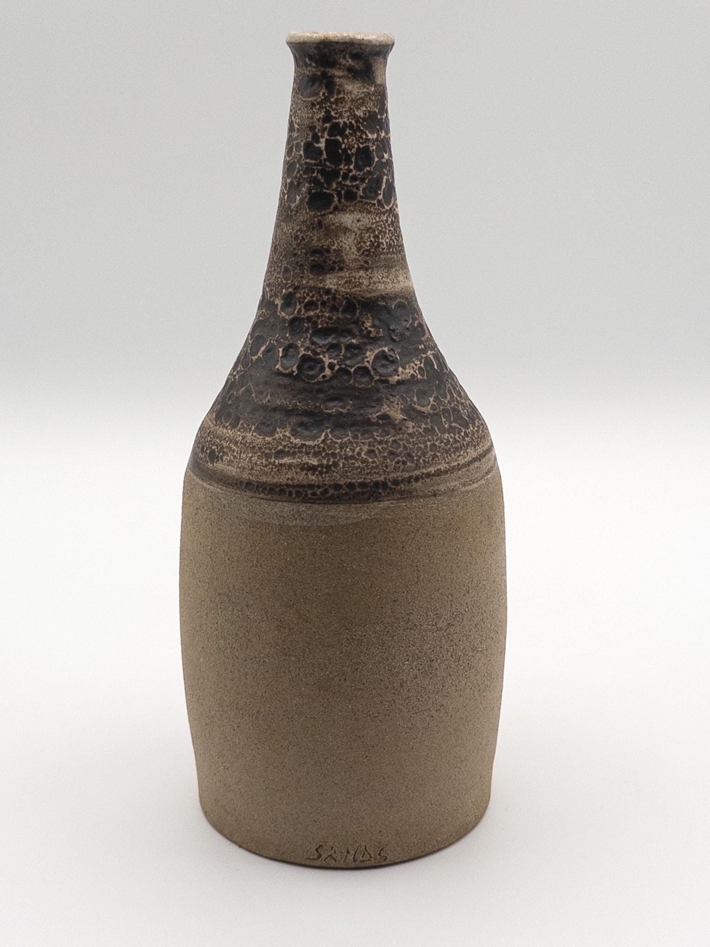 Handcrafted Obvara Studio Pottery Vase by Karen Sands - Unique Vintage Ceramic Art Piece