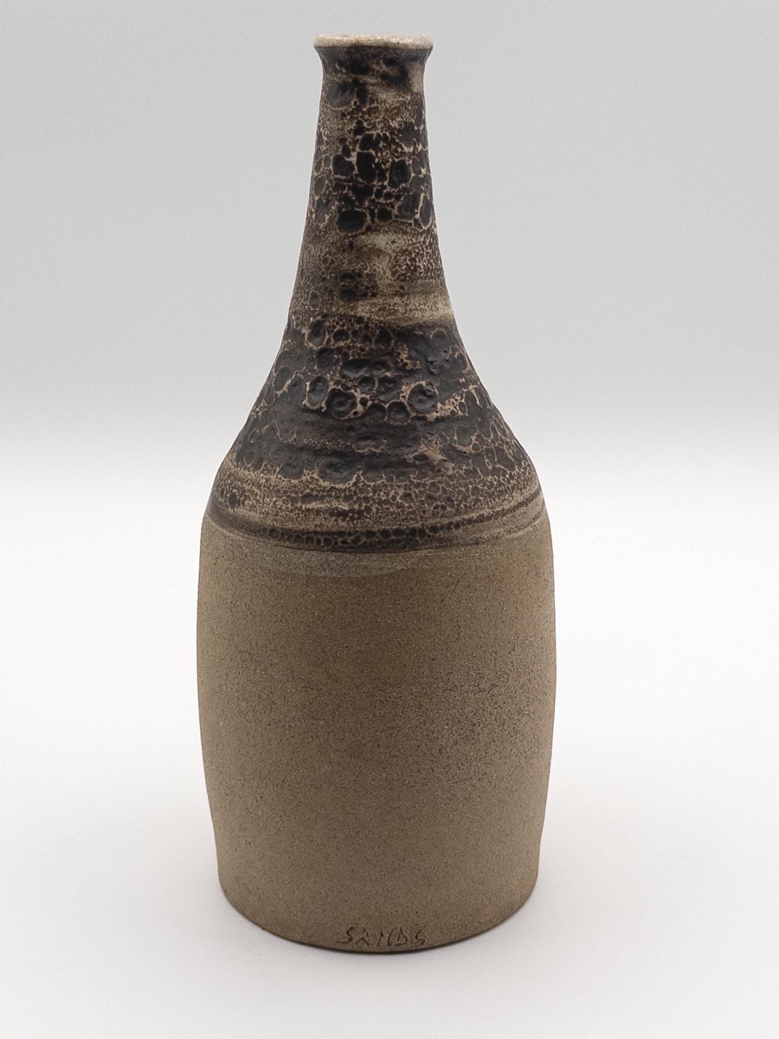 Handcrafted Obvara Studio Pottery Vase by Karen Sands - Unique Vintage Ceramic Art Piece