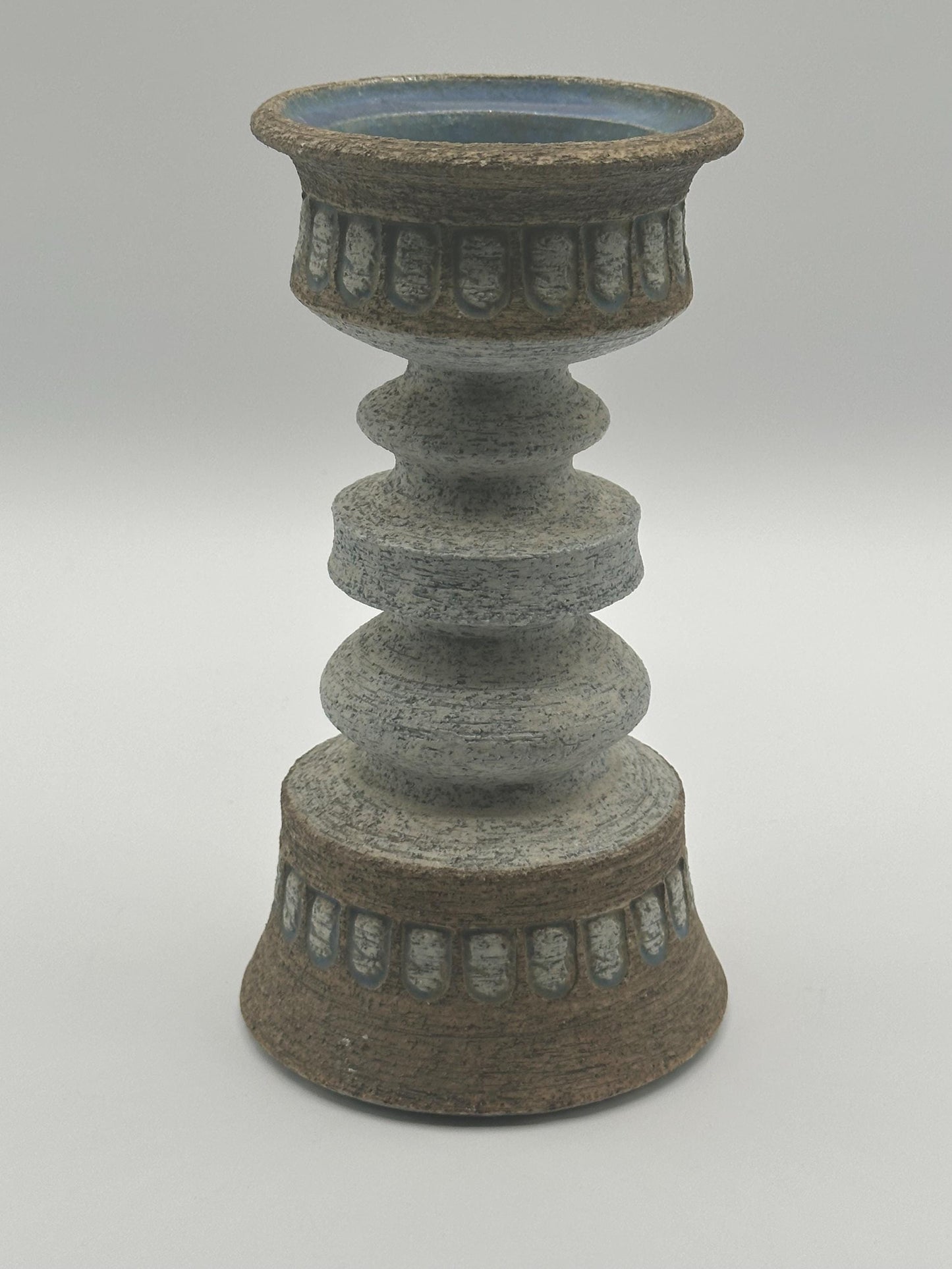 MCM-Inspired Rustic Farmhouse Distressed Candle Holder - Handcrafted Decor Artist Signed