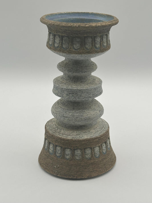 MCM-Inspired Rustic Farmhouse Distressed Candle Holder - Handcrafted Decor Artist Signed