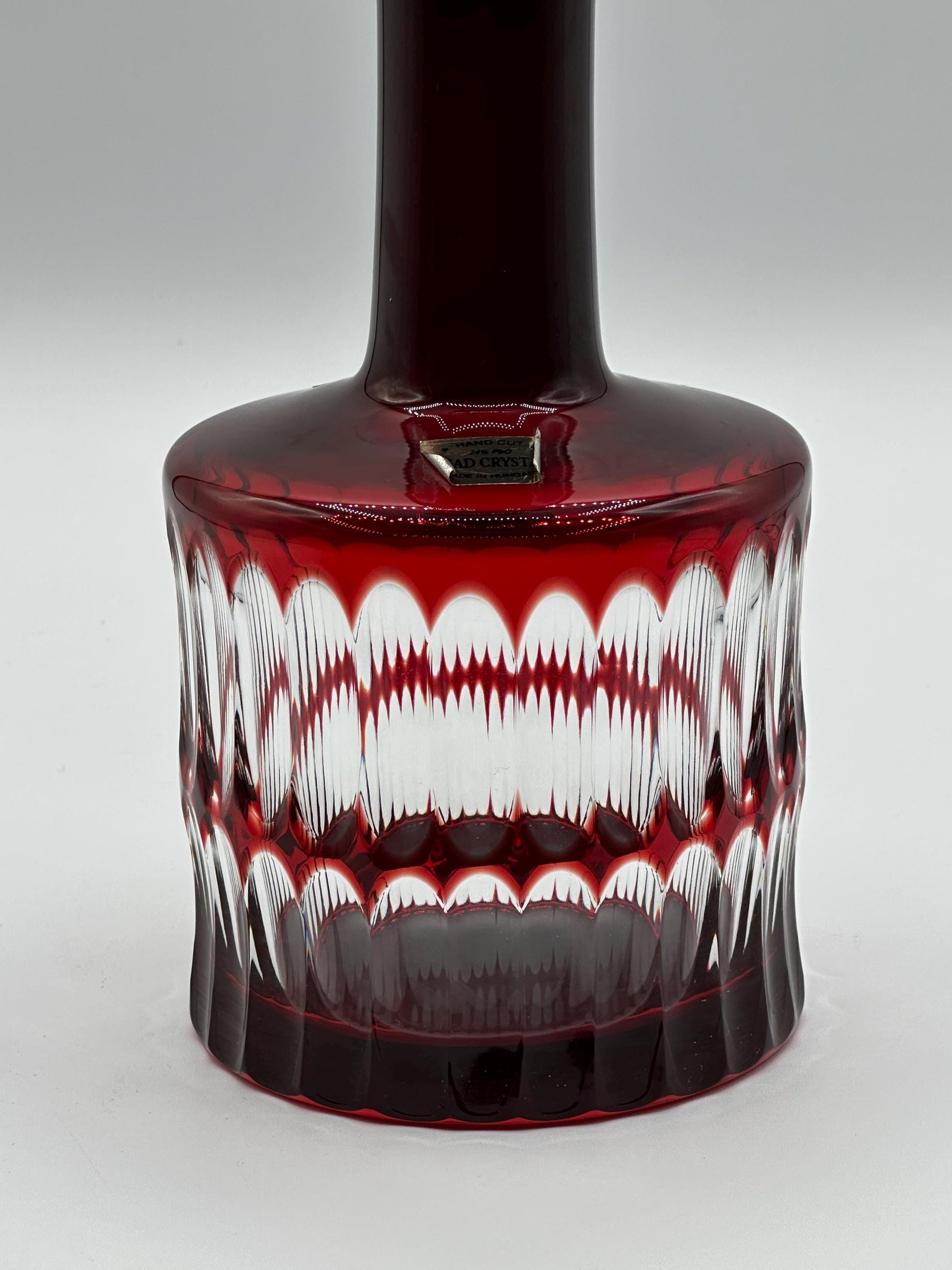Antique Hungarian Ajka Ruby Red Crystal Decanter - Elegant Vintage Glassware for Bar & Home Decor