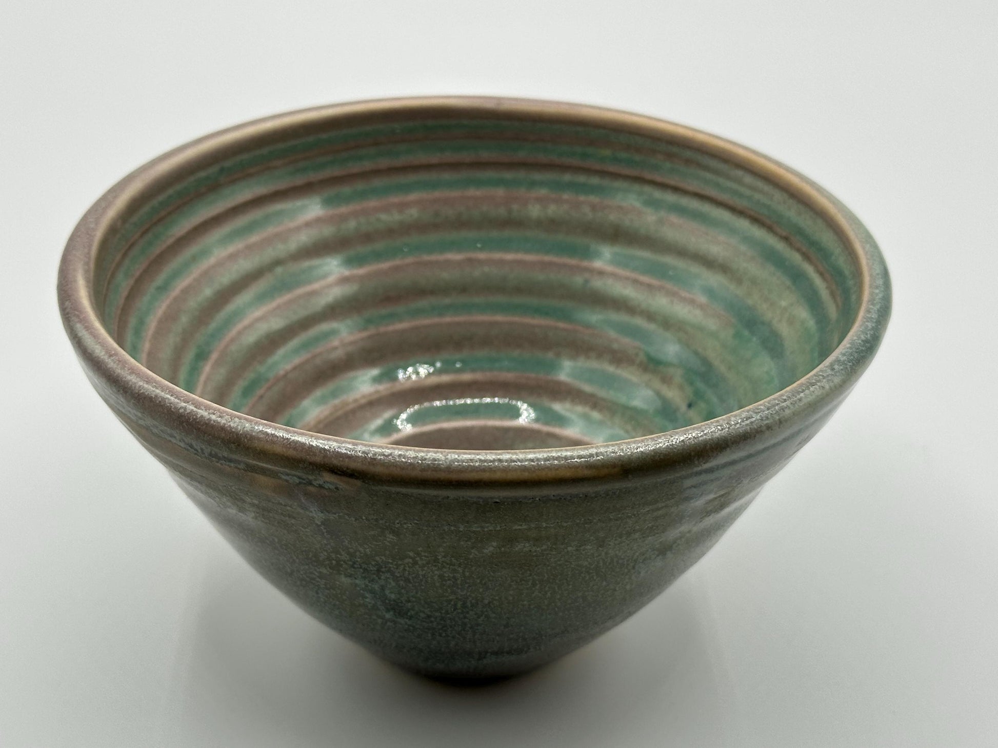 Handcrafted Green & Pink Ceramic Bowl - Unique Decorative Pottery for Home Decor