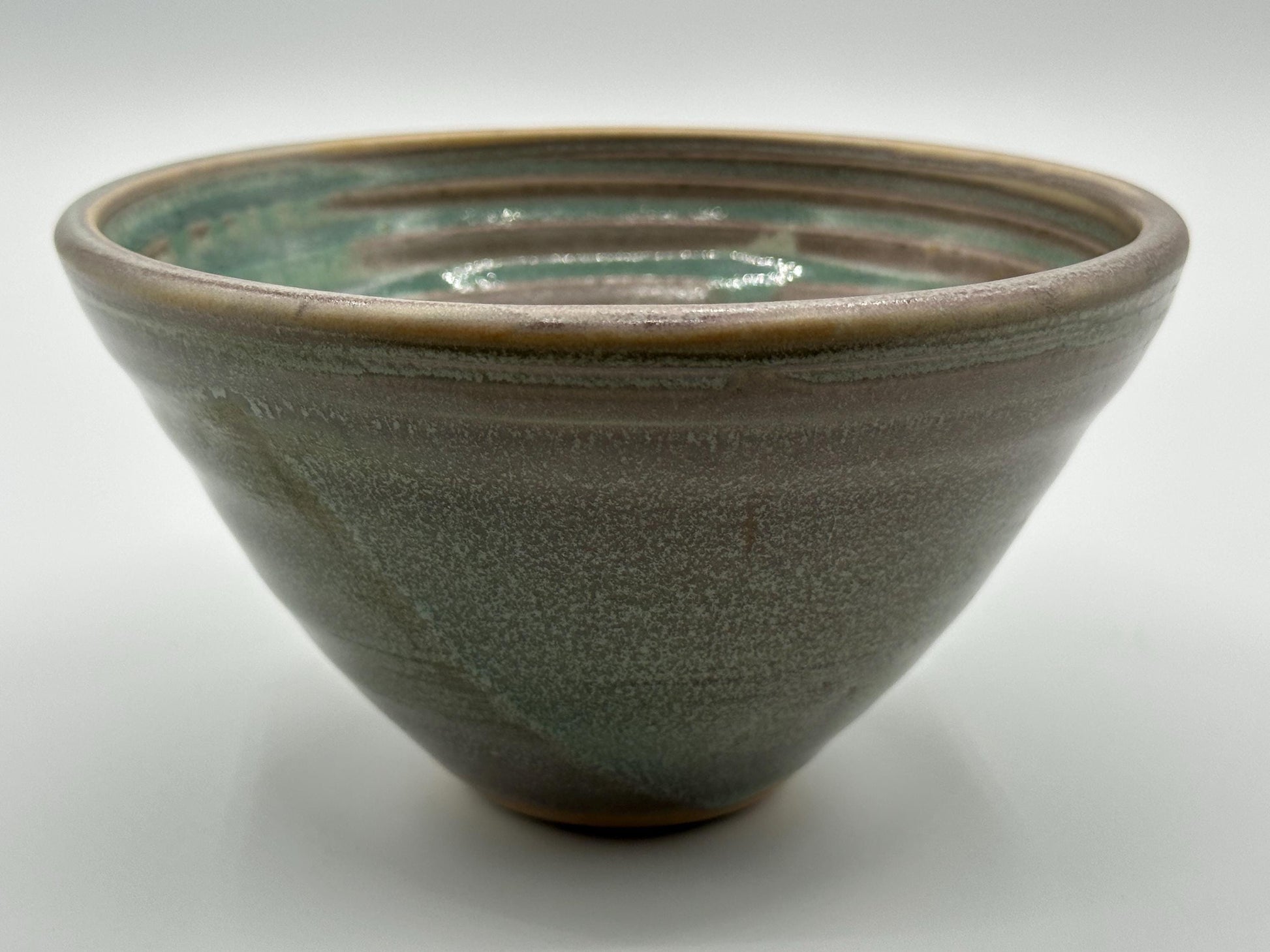 Handcrafted Green & Pink Ceramic Bowl - Unique Decorative Pottery for Home Decor