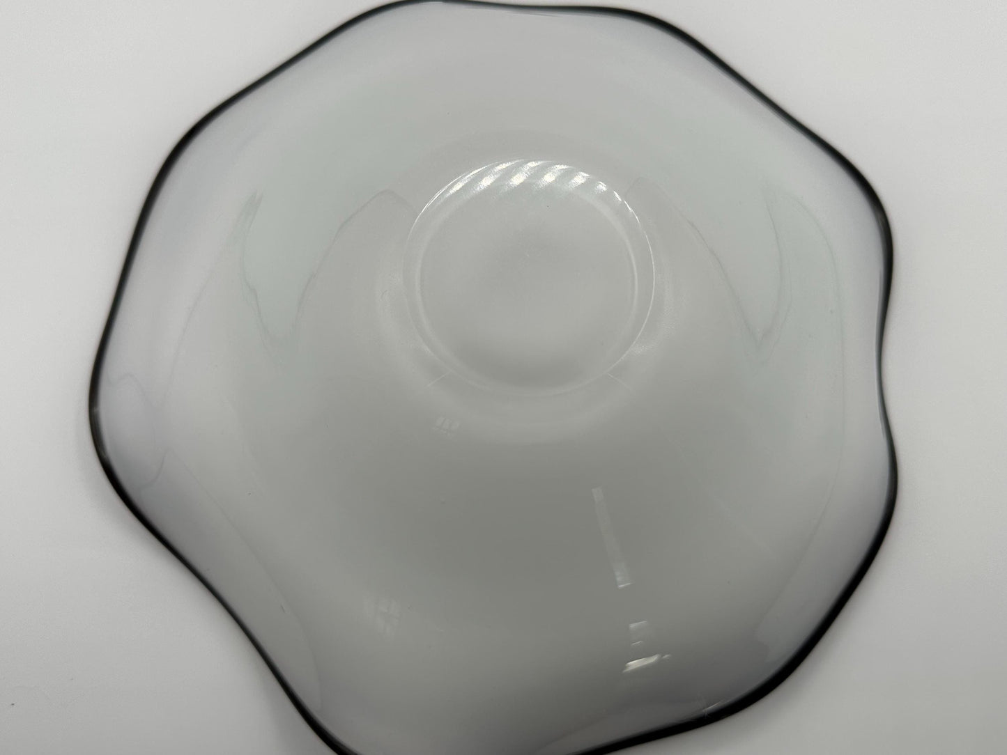 Vintage Art Deco Fenton Glass Bowl: White with Purple & Pink Accents - Elegant Home Decor