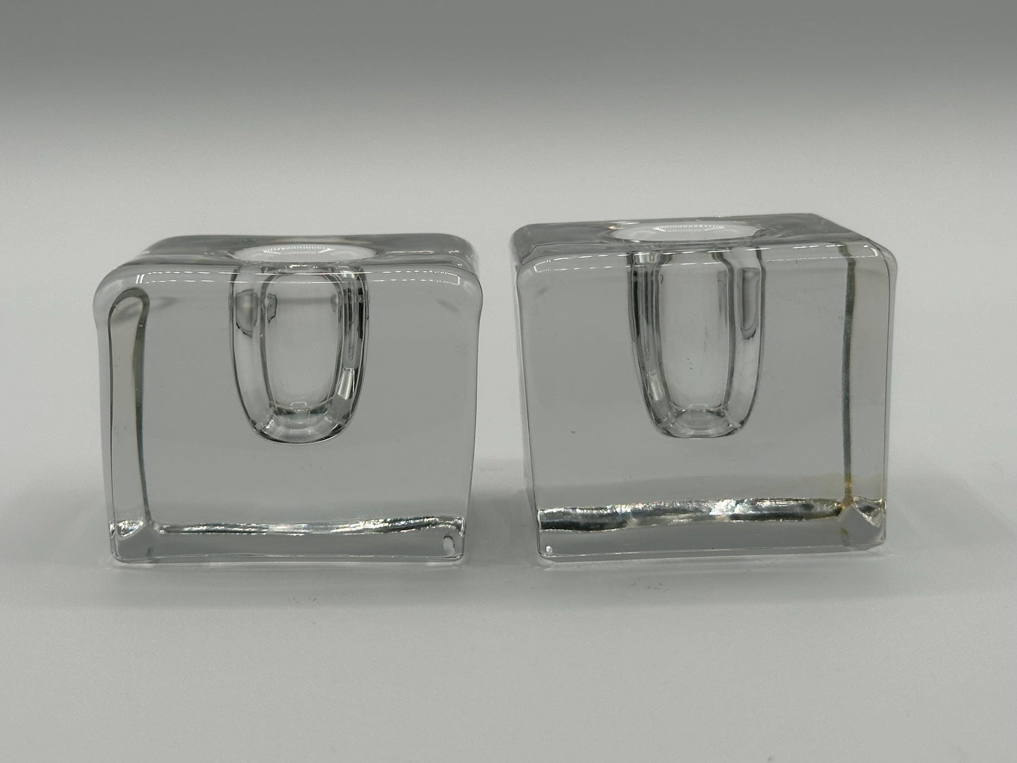Vintage Mid-Century Modern Heavy Crystal Square Inkwell - Retro Desktop Accessory for Writers