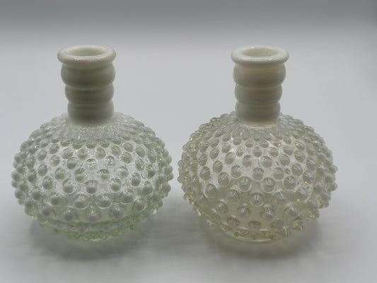 Vintage Fenton Opalescent Hobnail Glass Bottles: Collectible Decor Pieces without Lids