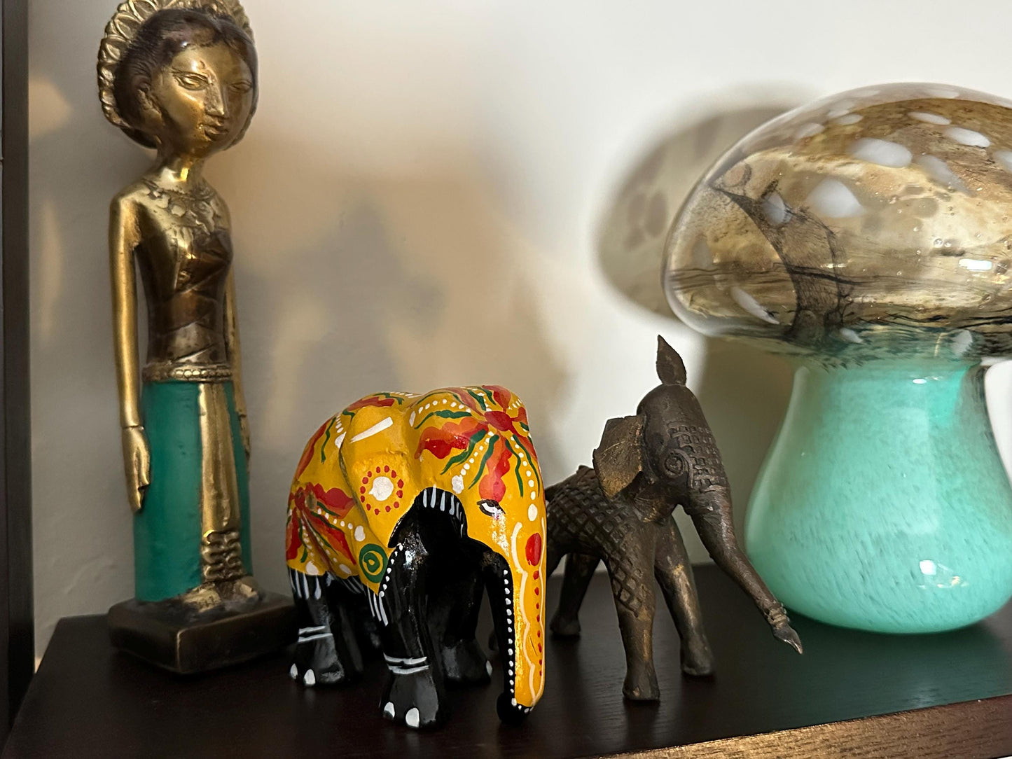 Handcrafted Vintage Wooden Elephant Figurines: Rustic Decor for Home, Office, or Collectible Display