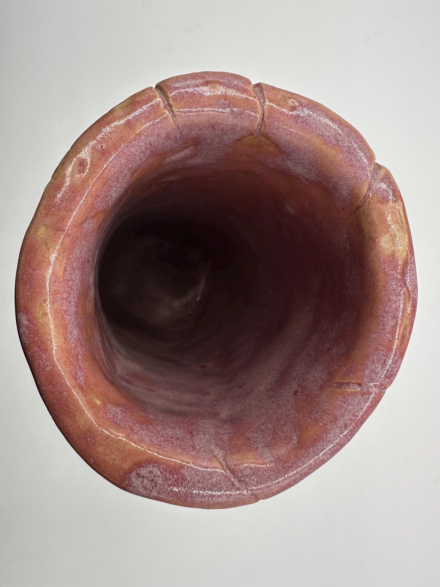 Artisanal Textured Beige & Rose Pink Abstract Studio Pottery Vase - Signed Handmade Ceramic Piece