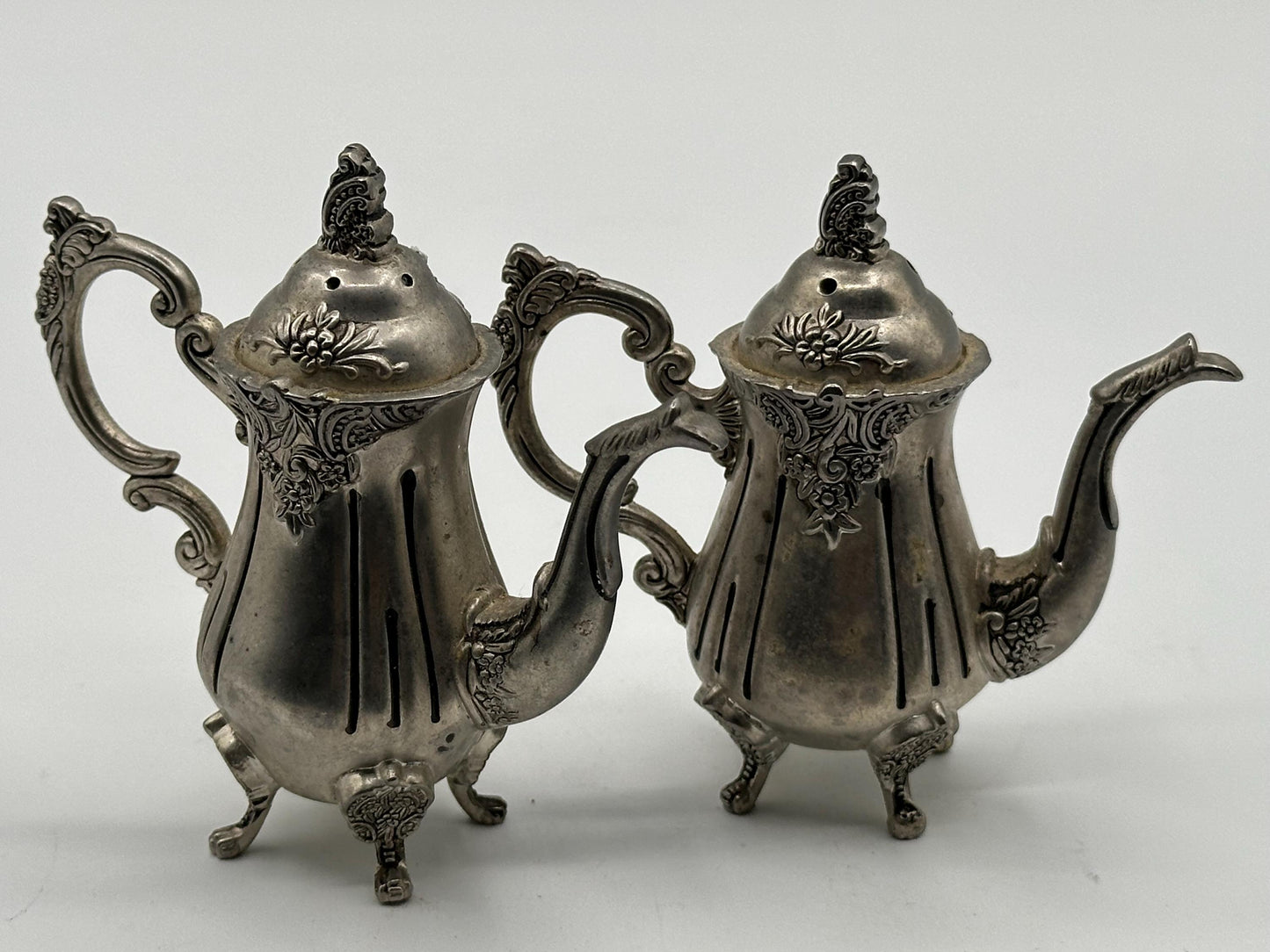 Antique Godinger Silver-Plated Teapot Salt & Pepper Shakers - Elegant Dining Table Decor