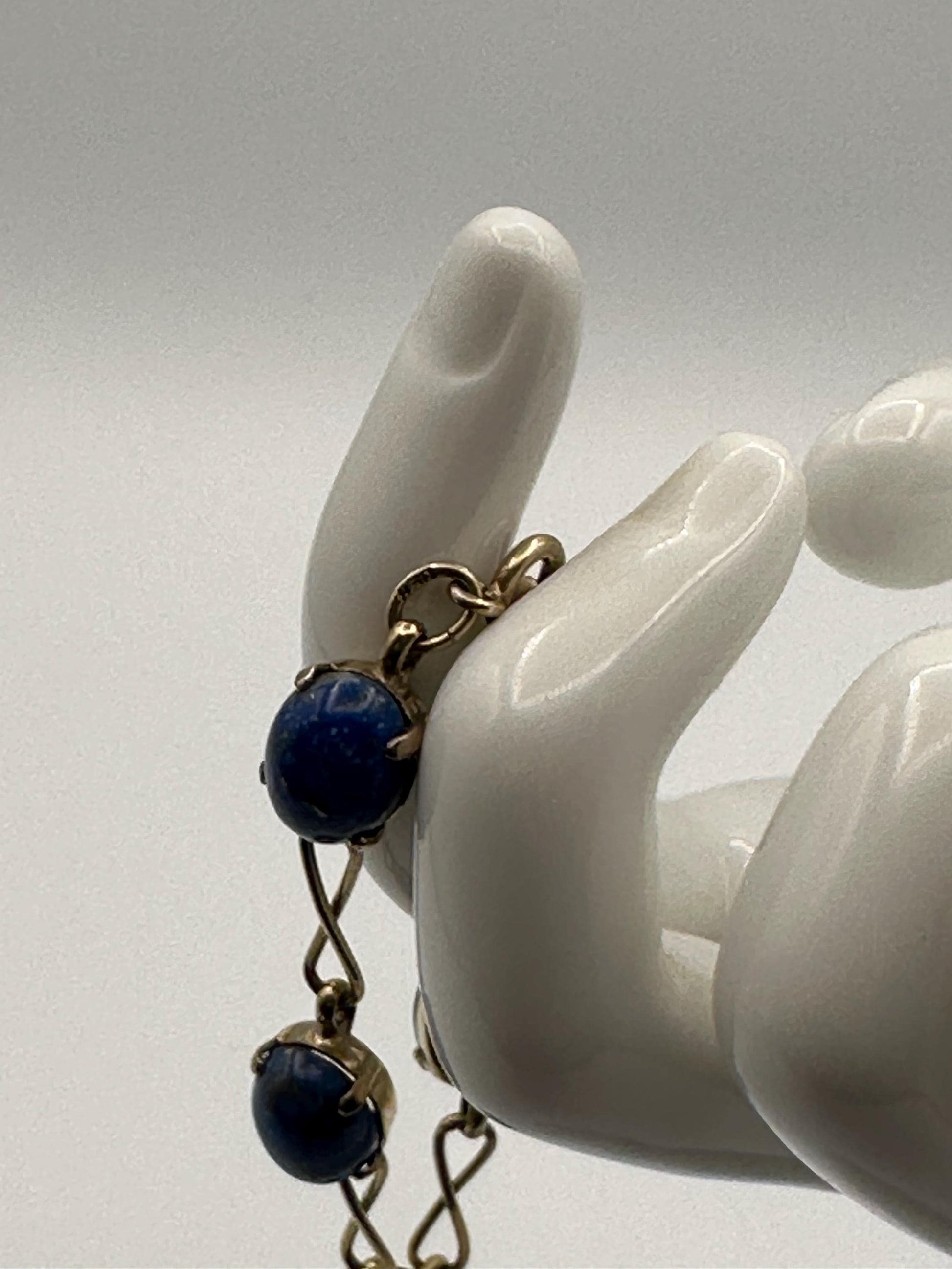 Vintage Sterling Silver Bracelet with Blue Lapis Lazuli Stones - Elegant Boho Gemstone Jewelry