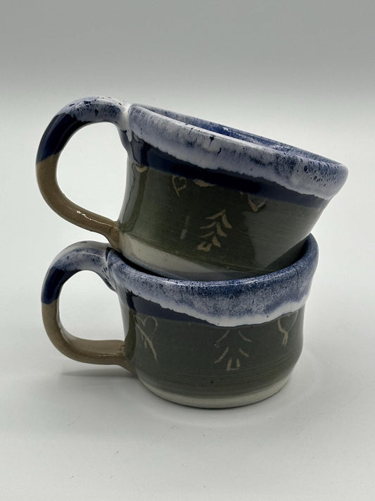Artisan Ceramic Coffee Cups: Set of 2 Handcrafted Stoneware Pottery Mugs for Home and Café