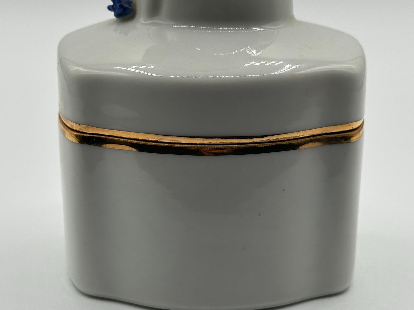 Vintage Royal Dux Bohemia Cobalt Blue & White Figurine Box - Antique Porcelain Trinket Container